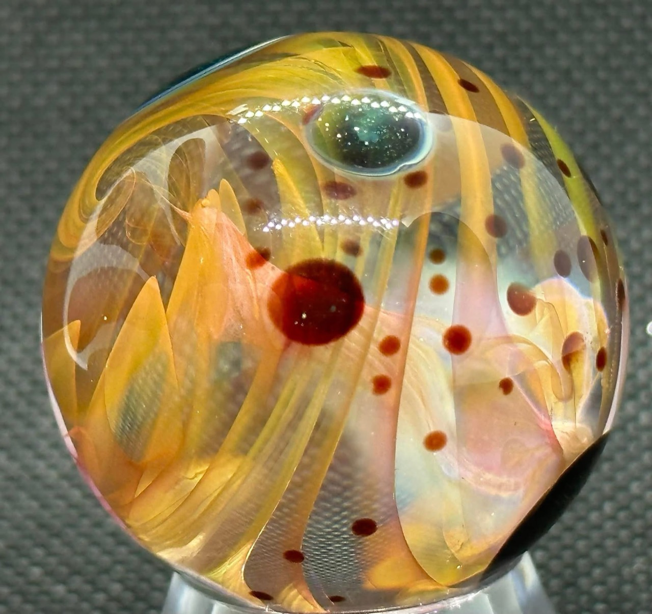 Electrical Storms Space Nebula Marble: golden ribbons and rose wisps surrounding suspended planets
