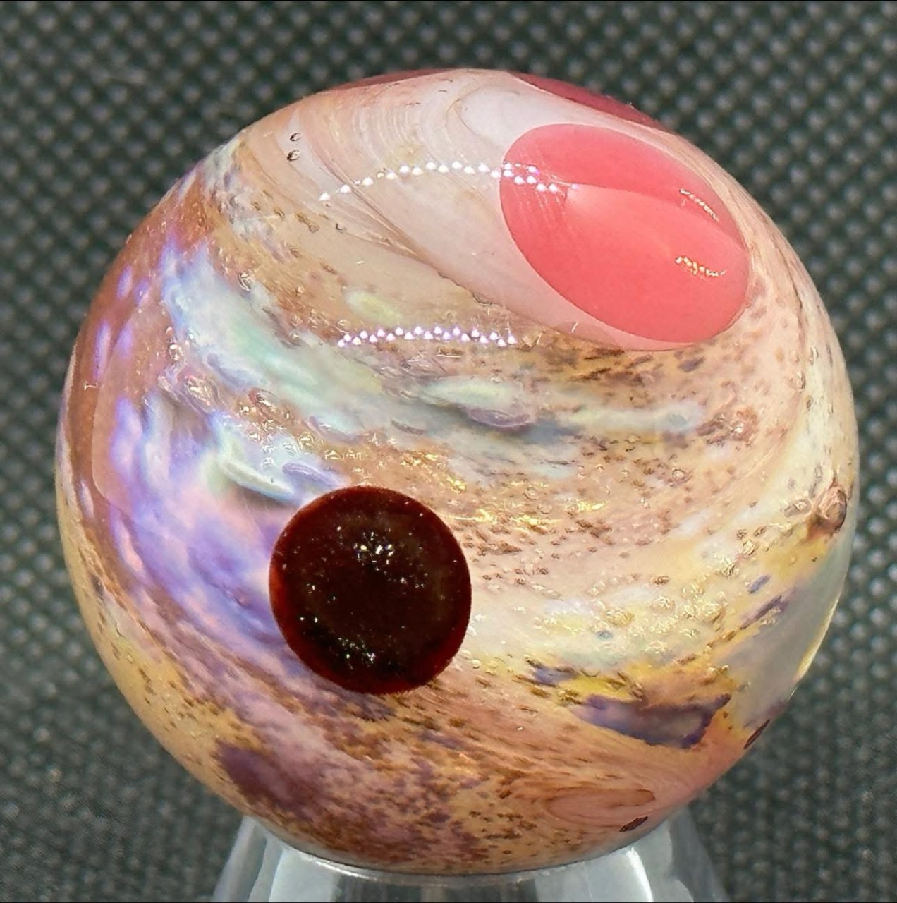 White Living Planet Space Marble #7: rose planets above pale terrain and lavender fog